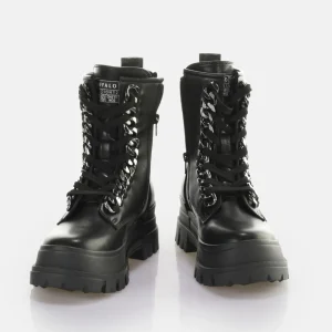 Women BUFFALO Ankle Boots^Aspha Chain Laceup Mid Ankle-Boot Vegan
