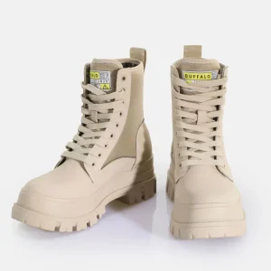 Women BUFFALO Ankle Boots^Aspha Com2 Laceup Mid Ankle-Boot Vegan
