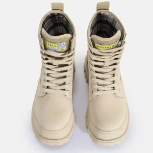 Women BUFFALO Ankle Boots^Aspha Com2 Laceup Mid Ankle-Boot Vegan