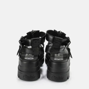 Women BUFFALO Vegan Shoes^Gld Zip Platform Sandals Vegan