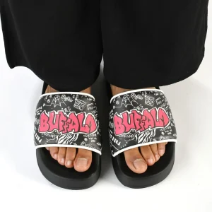 Women BUFFALO Vegan Shoes^Lake Graffiti Platform Slide Vegan