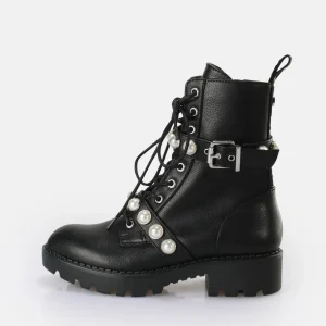 Women BUFFALO Ankle Boots^Wave Pearl Laceup Mid Boot Vegan
